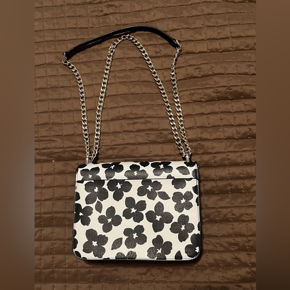Kate Spade Remi Graphic Bloom Flap Chain Crossbody Black White Floral Multi - Picture 4 of 5